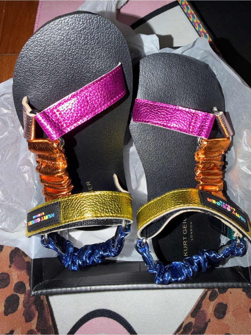 Kurt Geiger Metallic Multicolor Kids Sandals - Pink, Gold, Orange, Blue